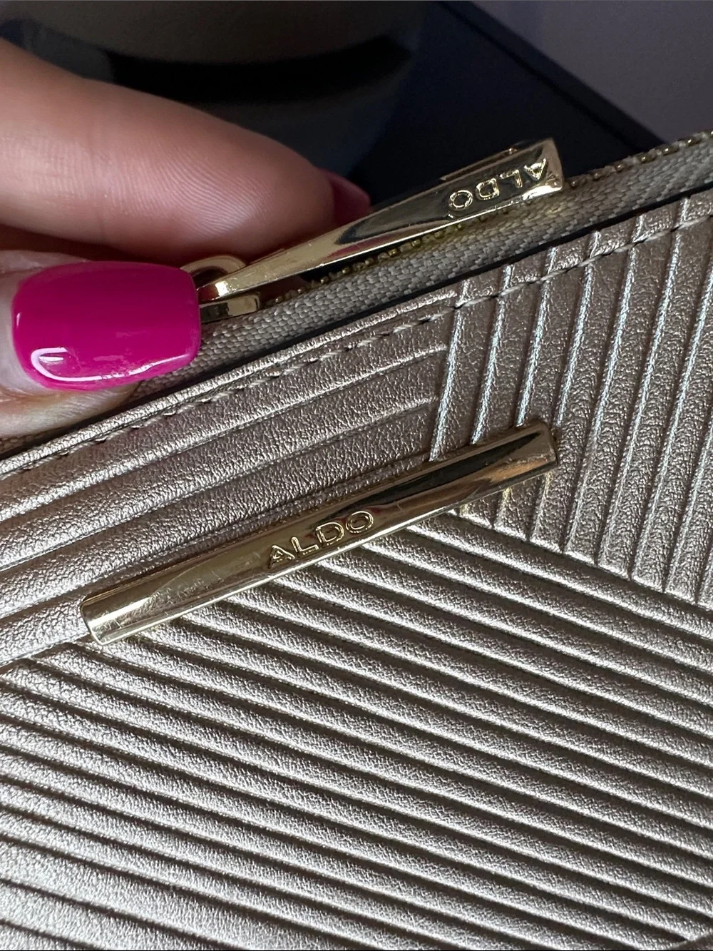 Aldo Metallic Gold All Around Zip Wallet